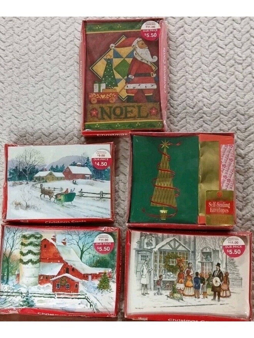 5 - Packs of 18 Christmas Cards 4 Paper Magic Group & 1 American Greetings VTG